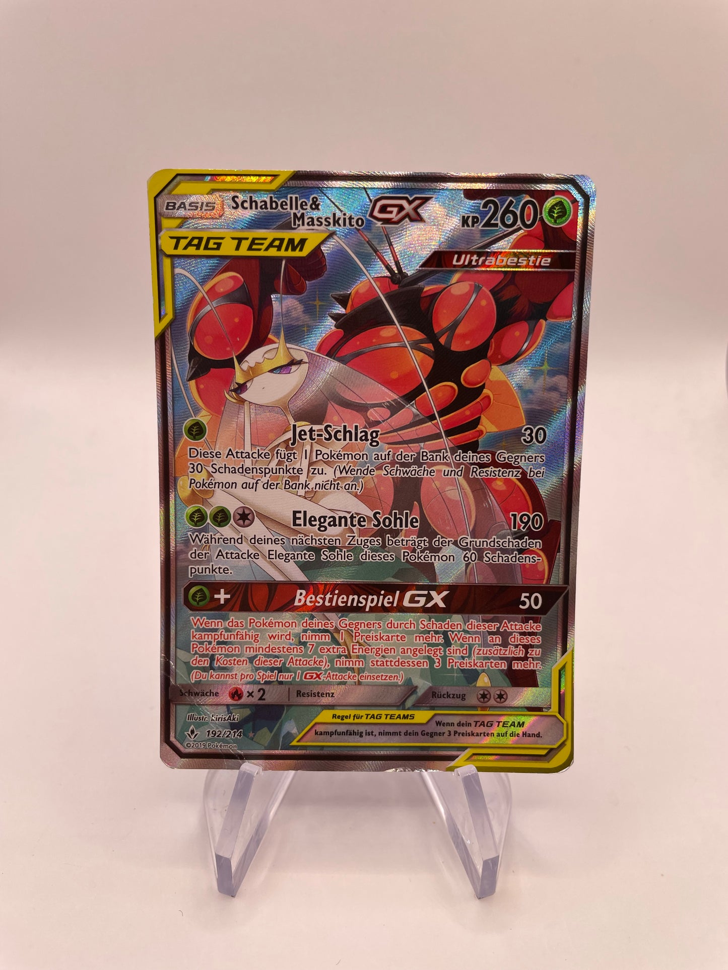 Pokemon Karte GX Tag Team Schabelle & Masskito 192/214 Deutsch