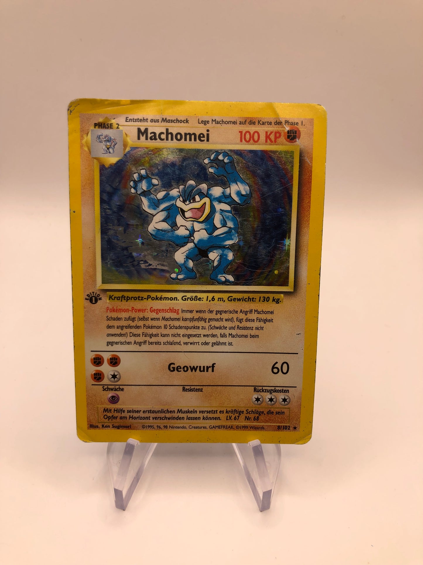 Pokemon Karte Holo 1.Edition Base Set Machomei Deutsch