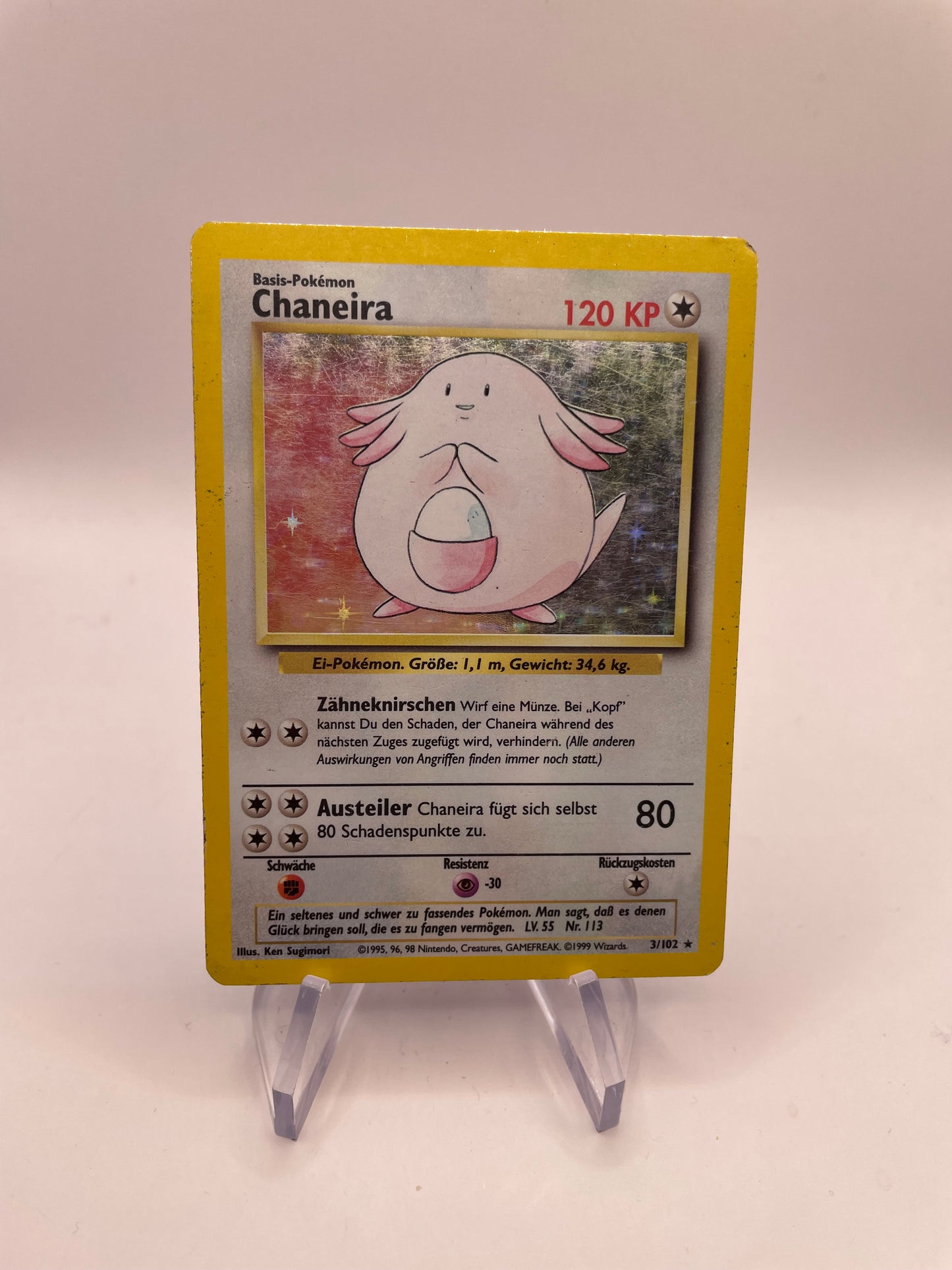 Pokemon Karte Holo 1.Edition Chaneira 3/102 Deutsch