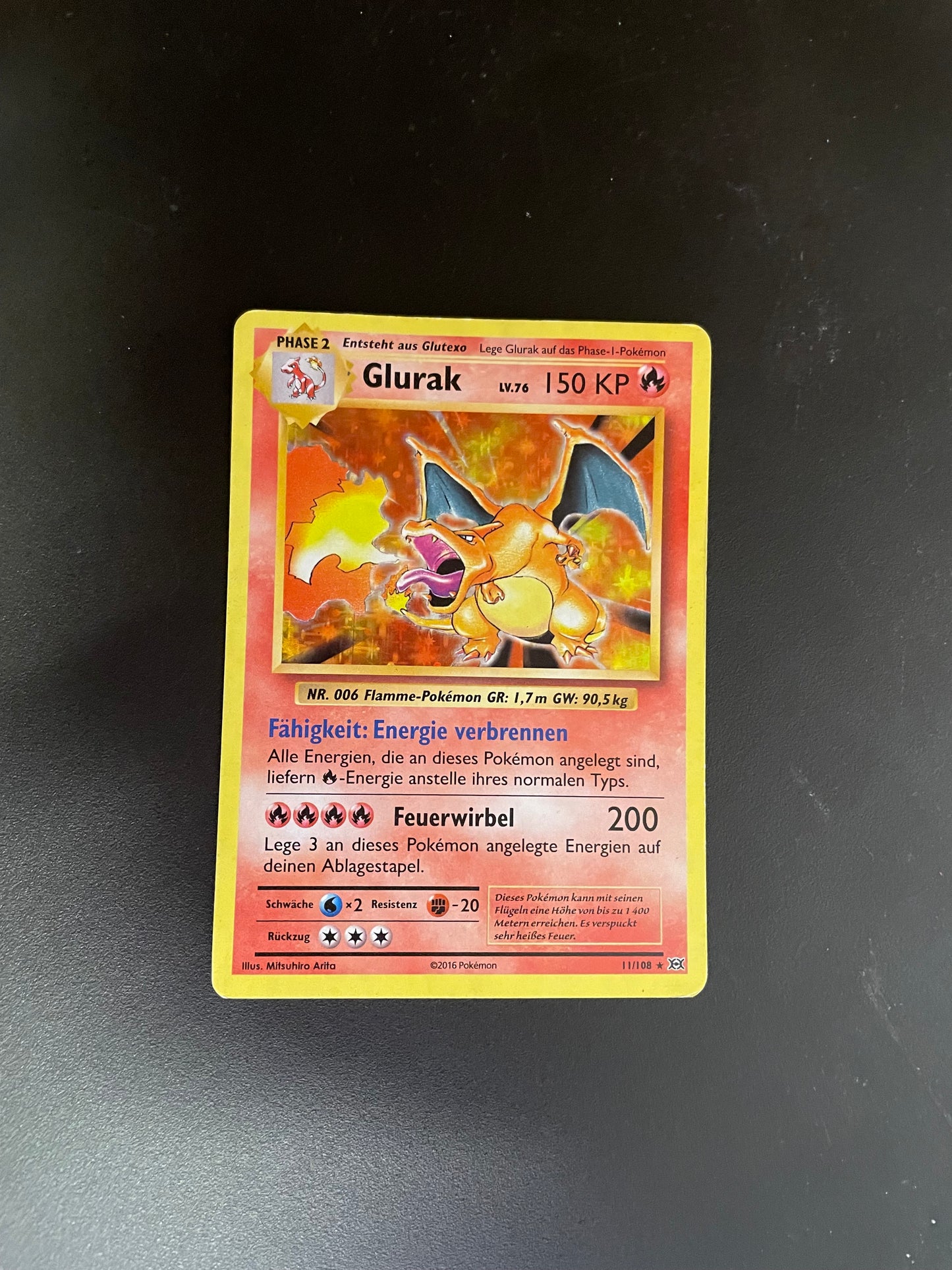 Pokemon Karte Holo Glurak 11/108 Deutsch