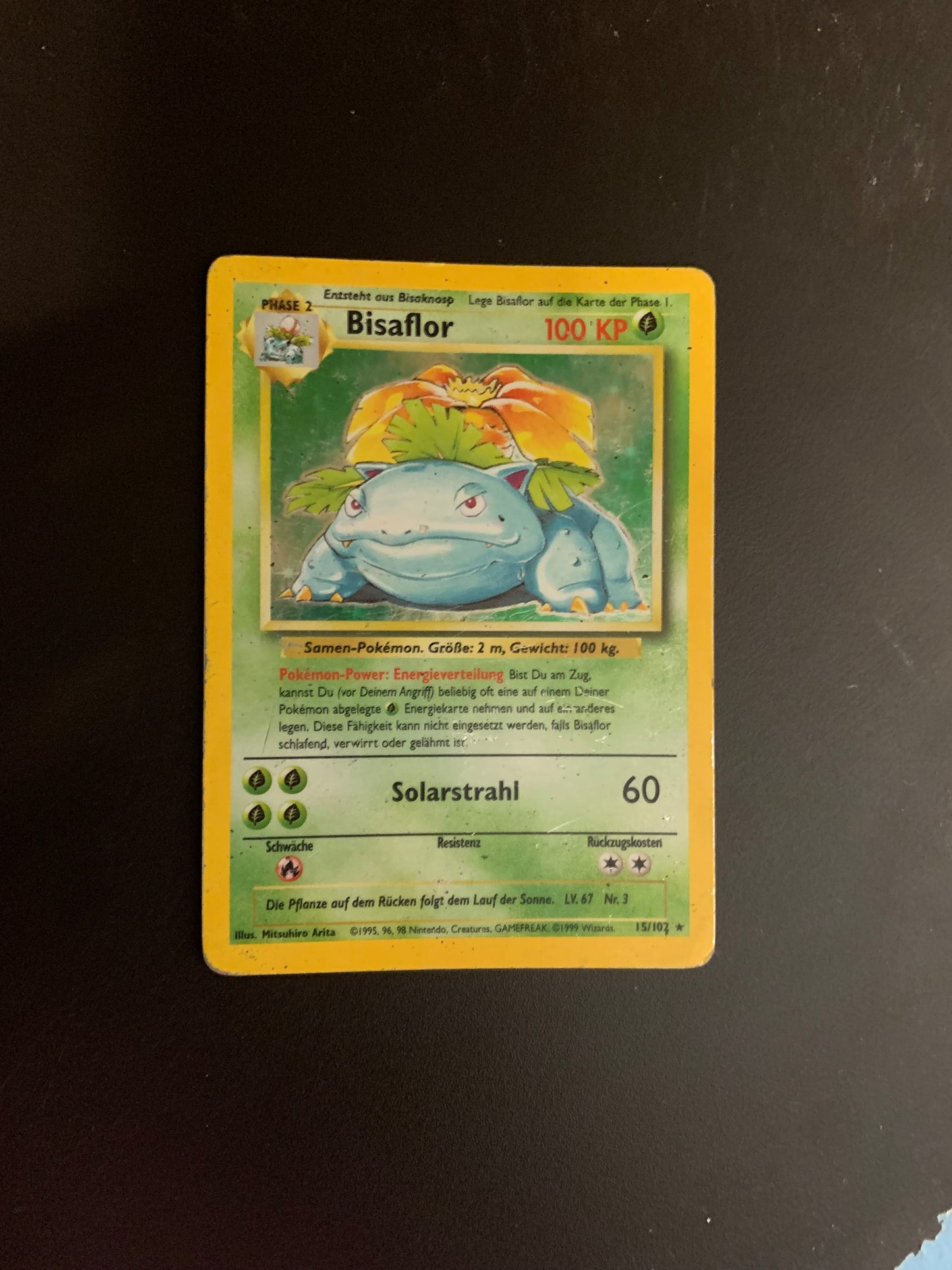 Pokemon Karte Holo Base Set Bisaflor 15/102 Deutsch