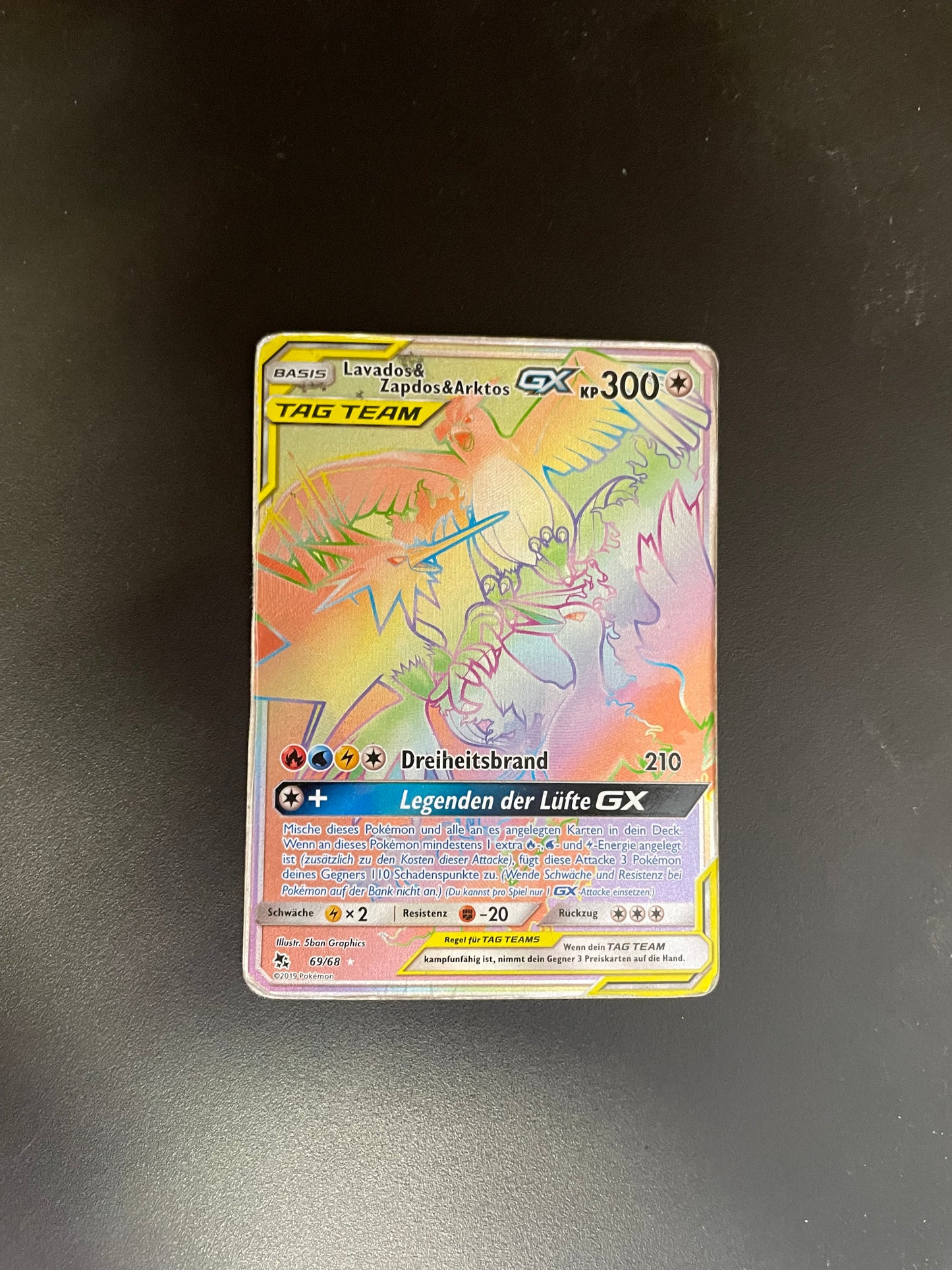 Pokemon Karte Lavados & Zapdos & Arktos GX Tagteam 69/68 Deutsch
