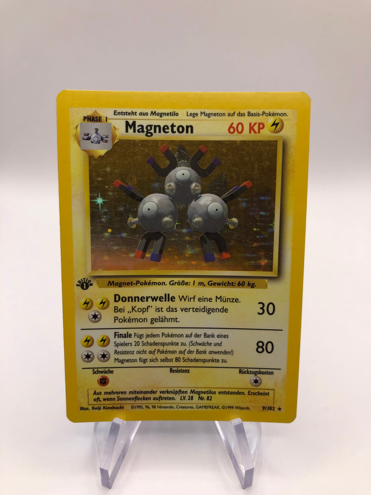 Pokemon Karte Holo 1.Edition Magneton 9/102 Deutsch