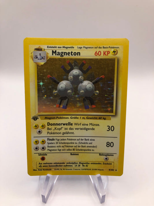 Pokemon Karte Holo 1.Edition Magneton 9/102 Deutsch