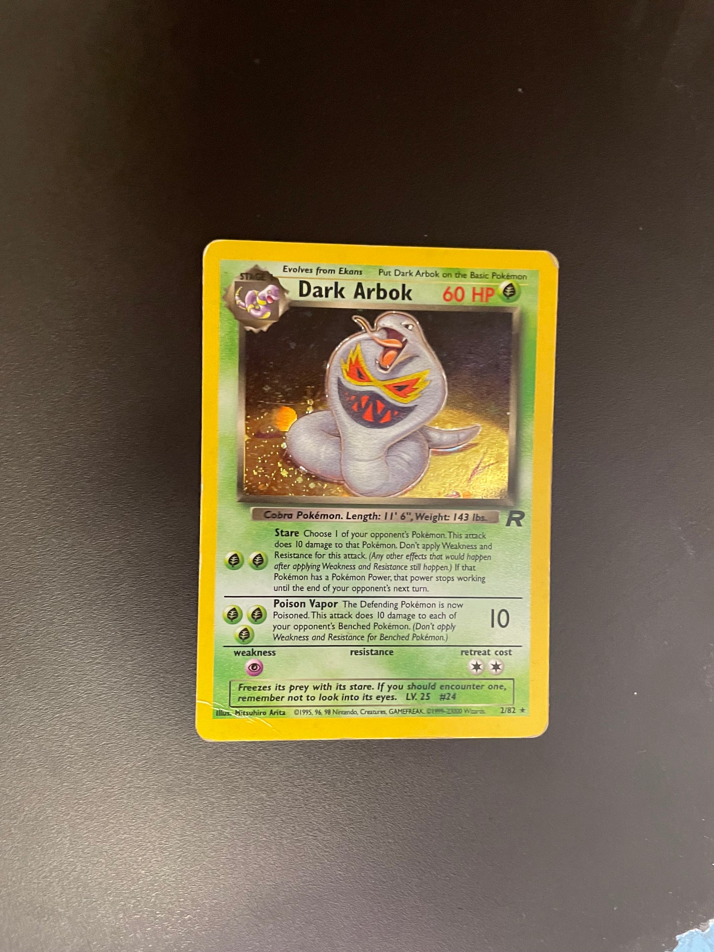 Pokemon Karte Holo Dunkles Arbok 2/82 Englisch