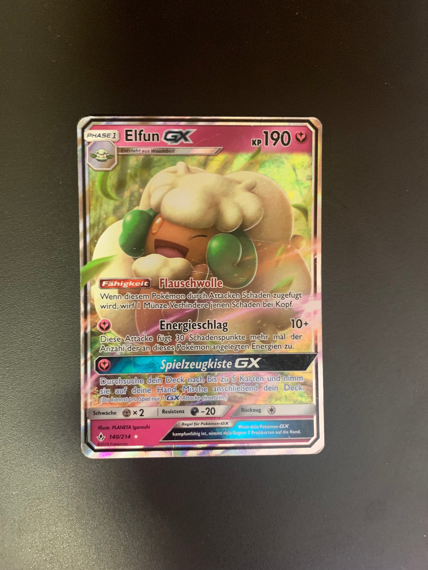 Pokemon Karte GX Elfun 140/214 Deutsch