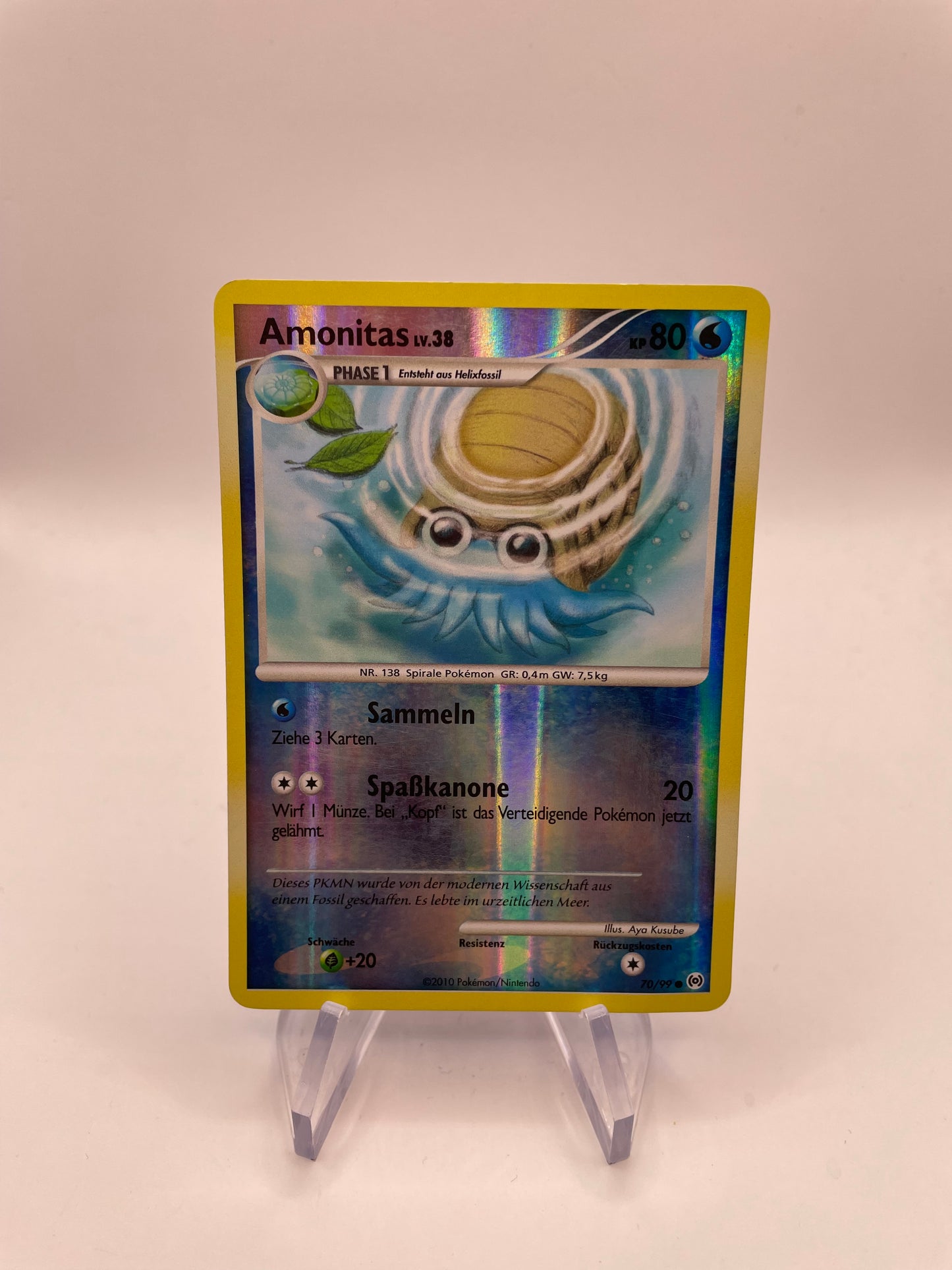 Pokémon Karte Holo Amonitas 70/99 Deutsch
