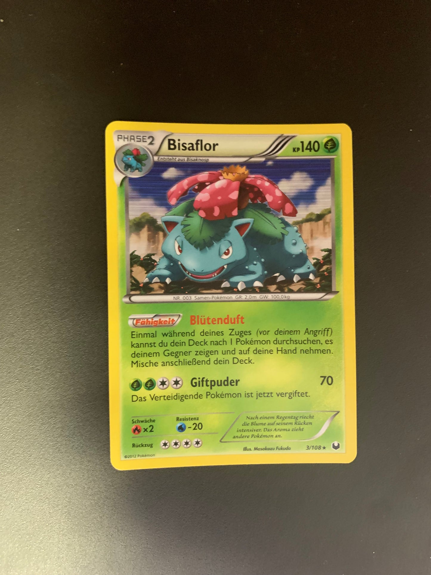 Pokemon Karte Holo Bisaflor 3/108 Deutsch