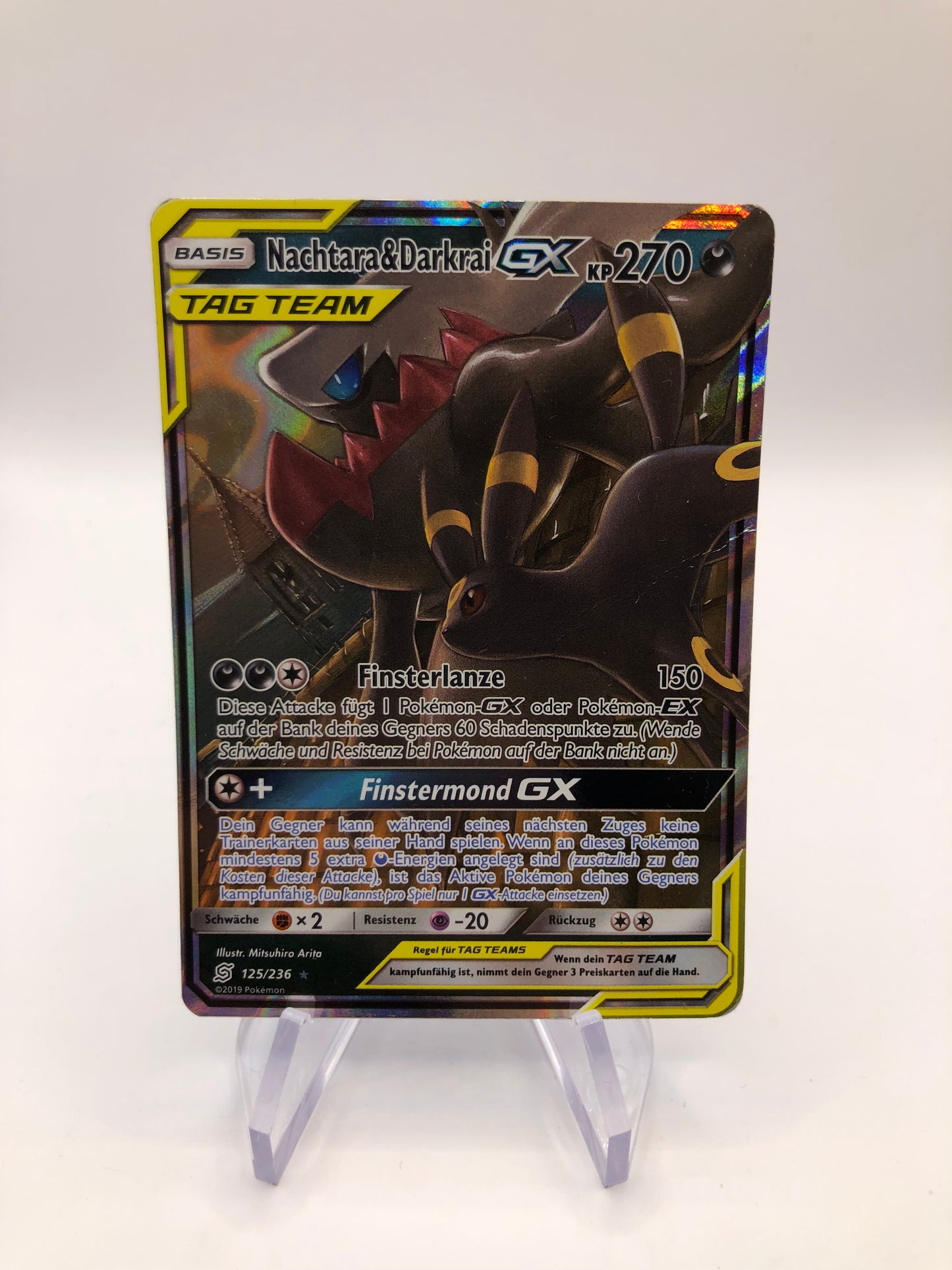 Pokemon Karte GX Tag Team Nachtara & Darkrai 125/236 Deutsch