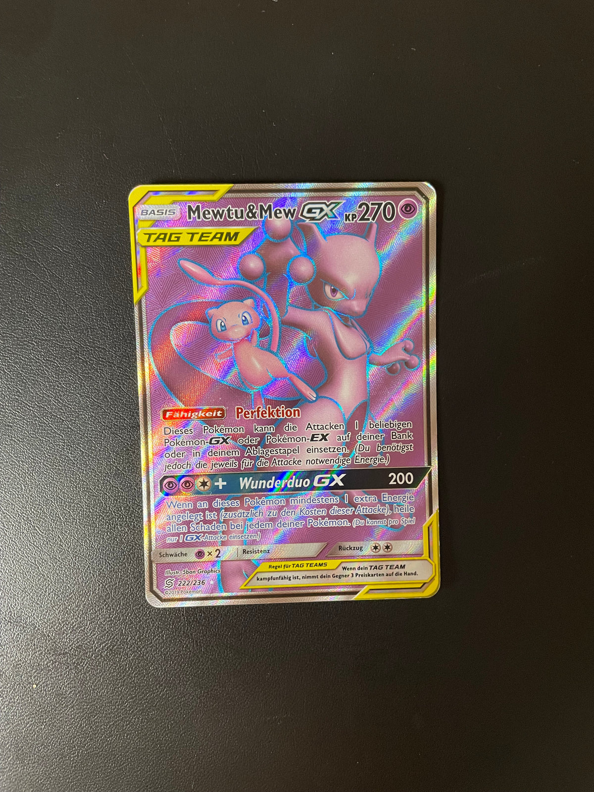 Pokemon Karte GX Tag Team Mewtu & Mew 222/236 Deutsch