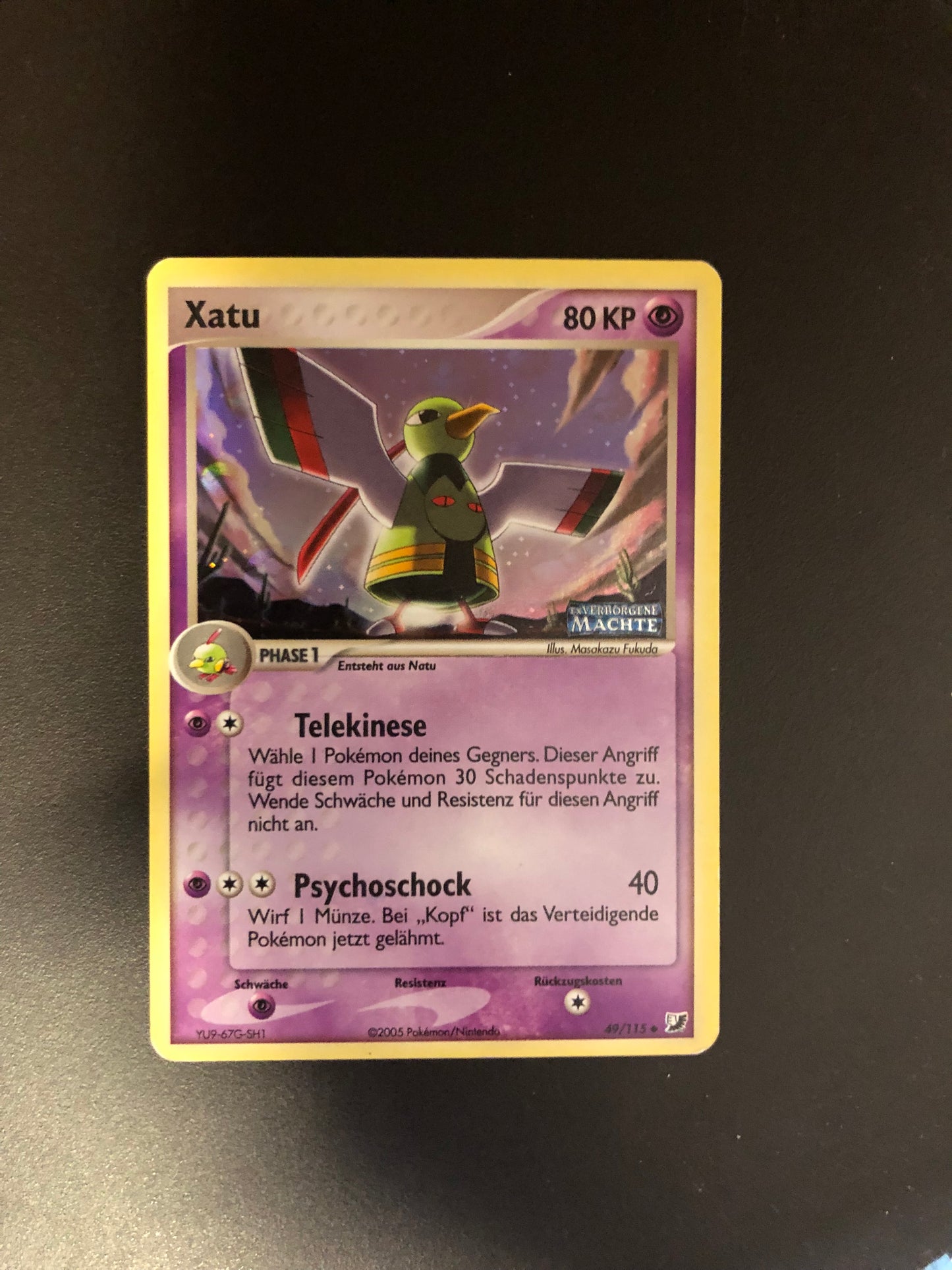 Pokemon Karte Revers Stamp Xatu 49/115 Deutsch