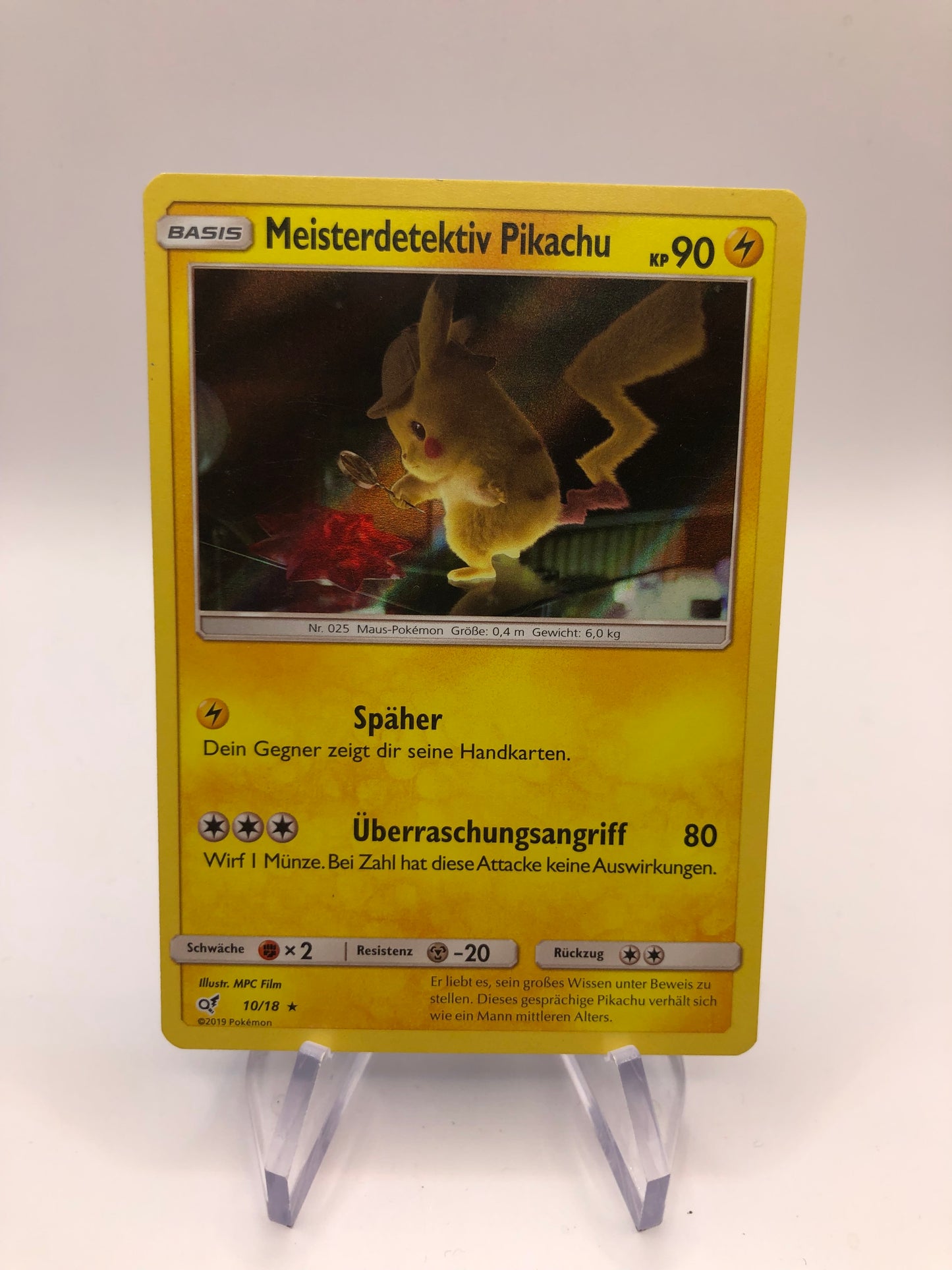 Pokemon Karte Holo Meisterdetektiv Pikachu 10/18 Deutsch