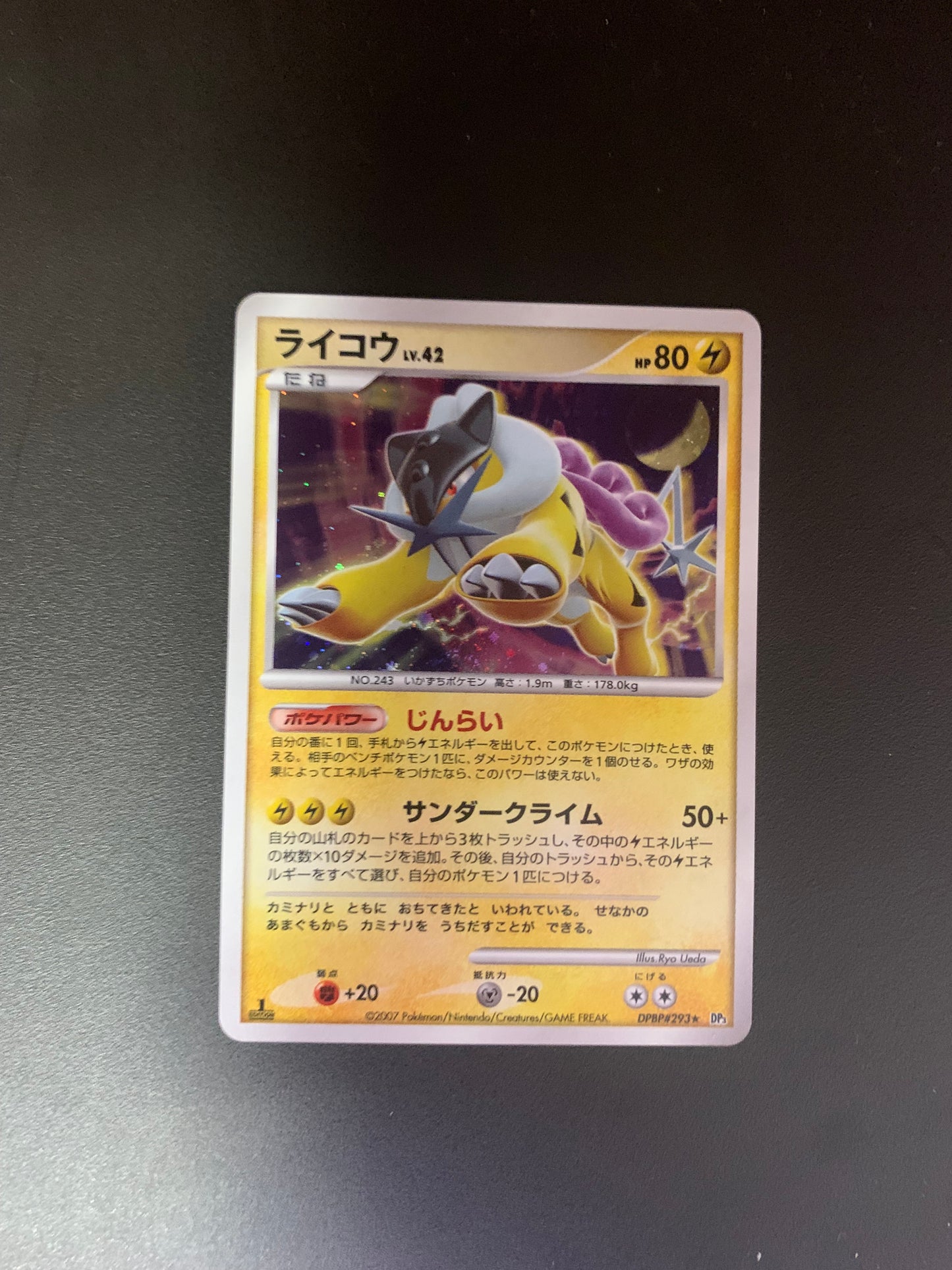 Pokemon Karte Holo Raikou DPBP293 Japanisch