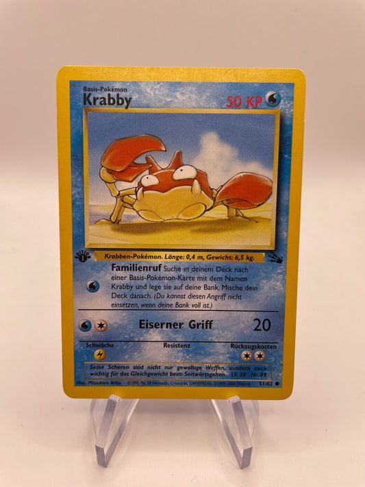 Pokemon Karte Fossil Krabby 51/62 Deutsch