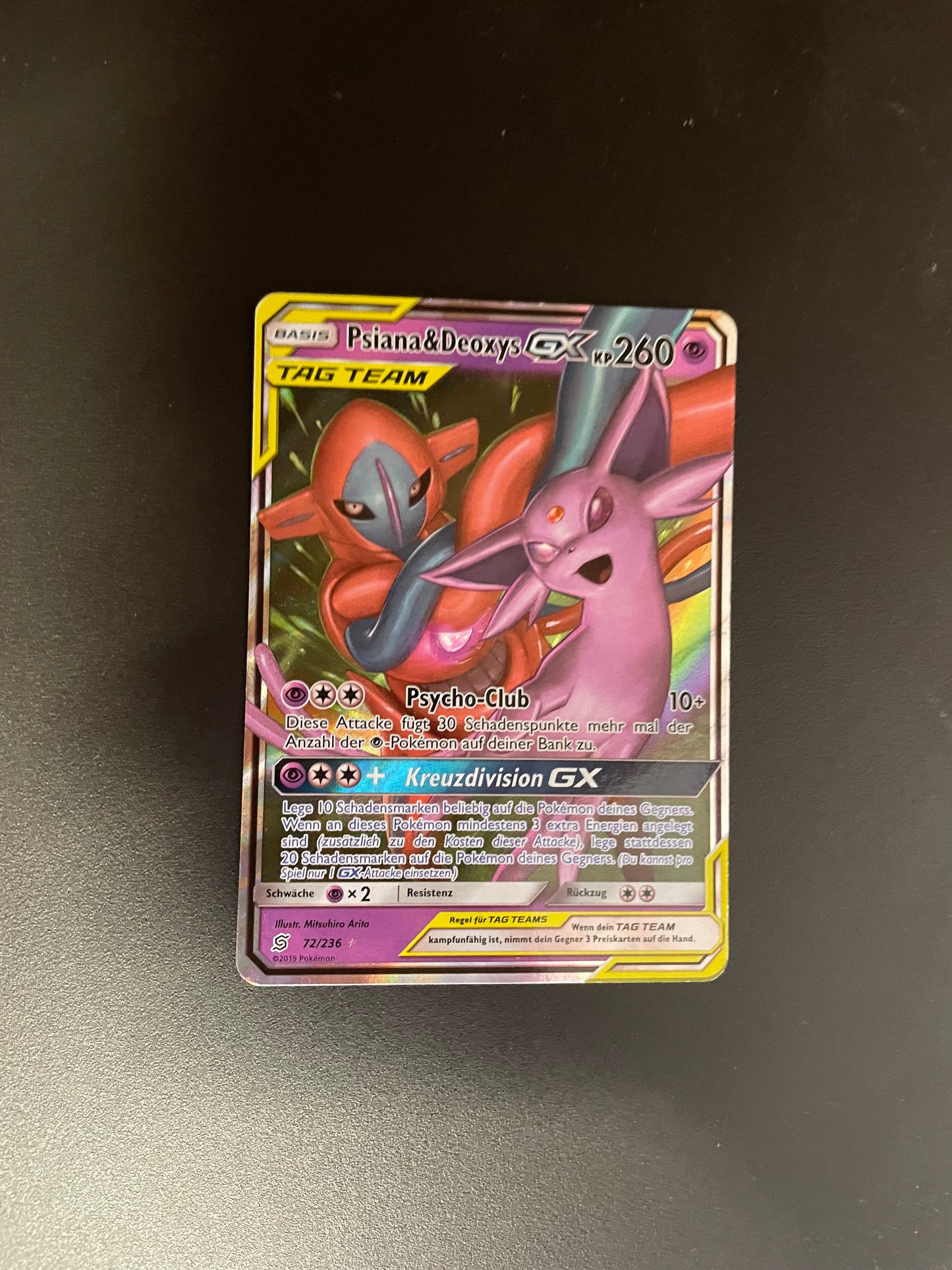 Pokemon Karte GX Tag Team Psiana&Deoxys 72/236 Deutsch
