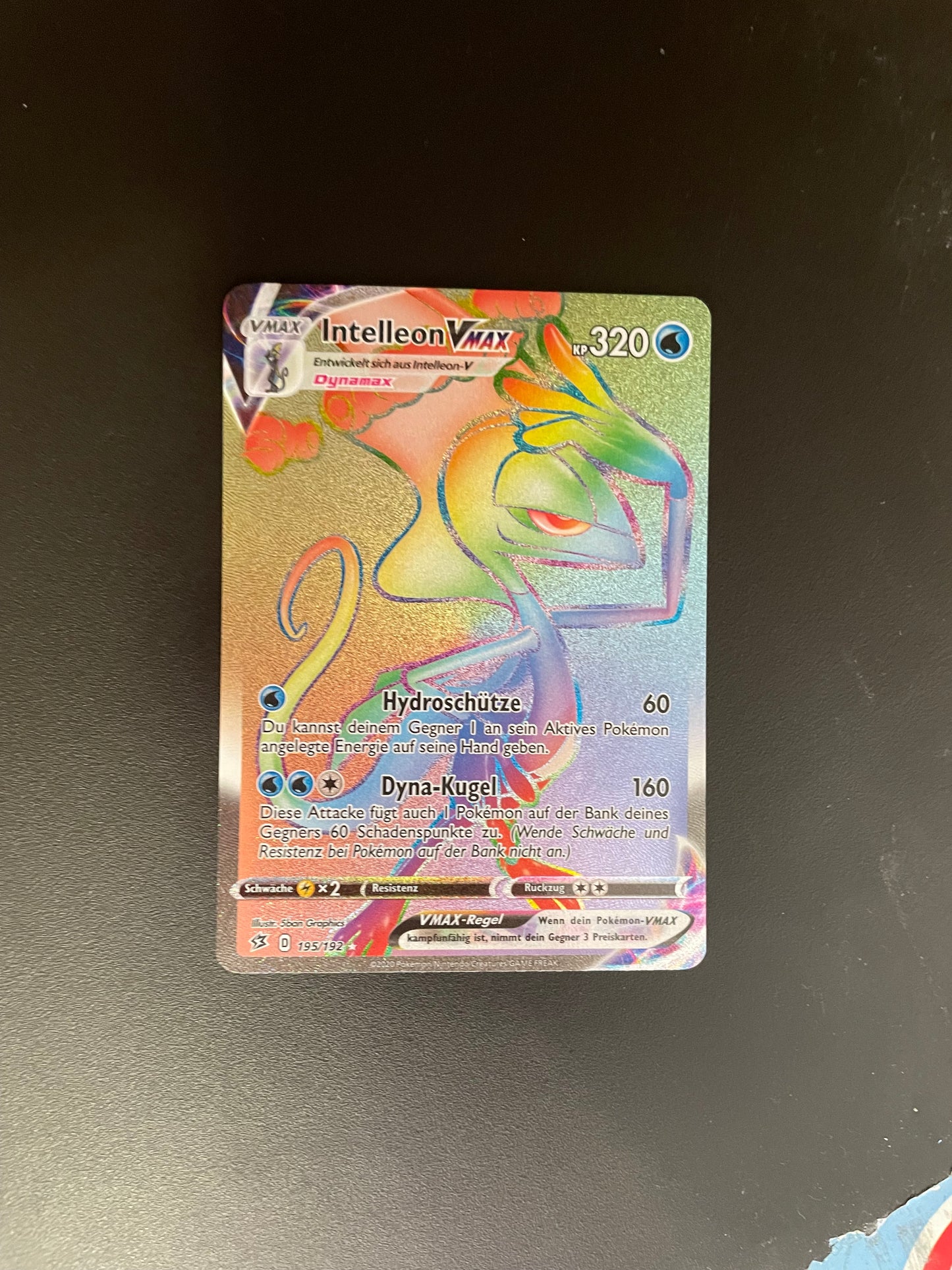 Pokemon Karte Vmax Rainbow Intelleon 195/192 Deutsch