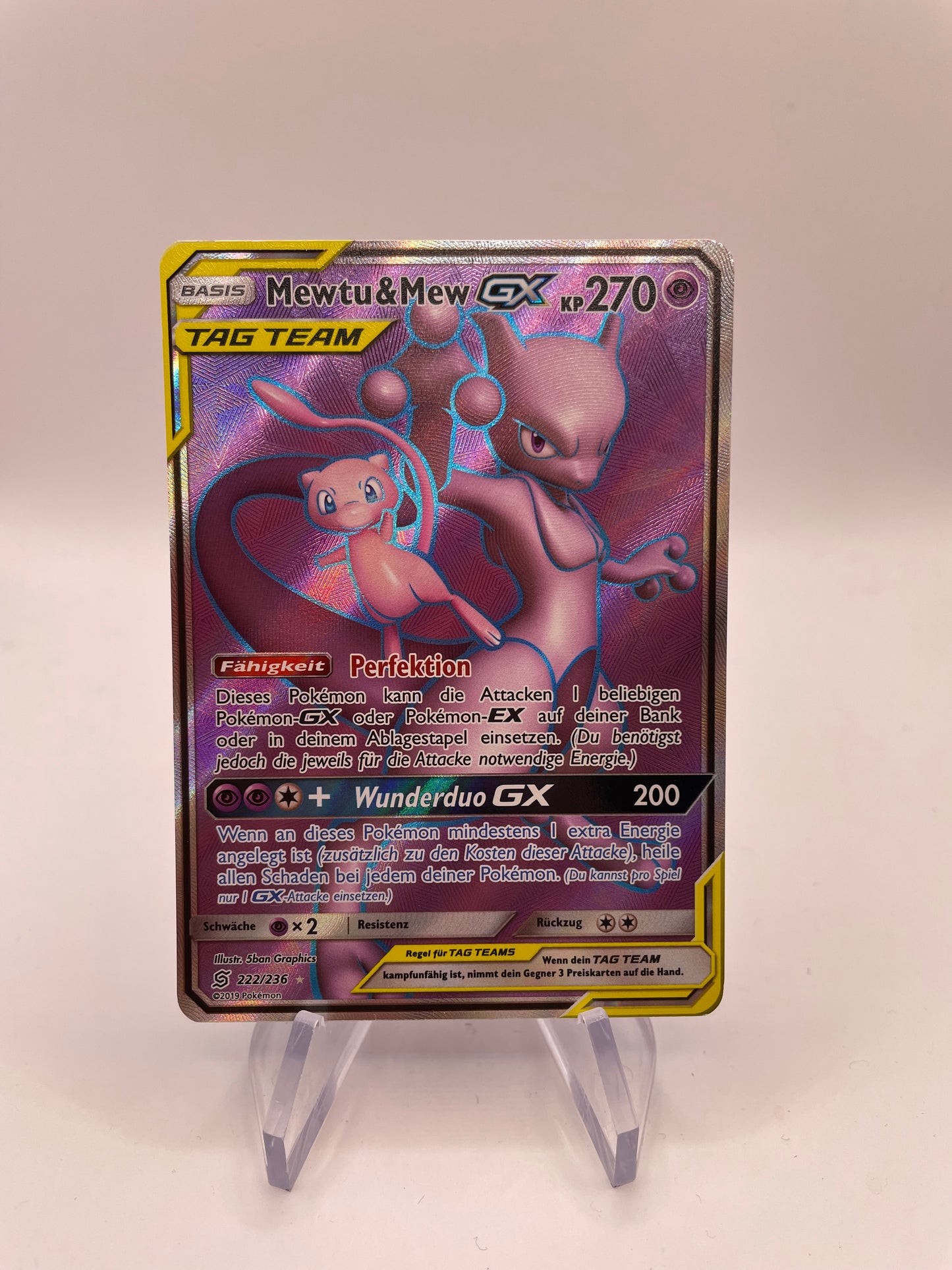 Pokemon Karte GX Tag Team Mewtu&Mew 222/236 Deutsch