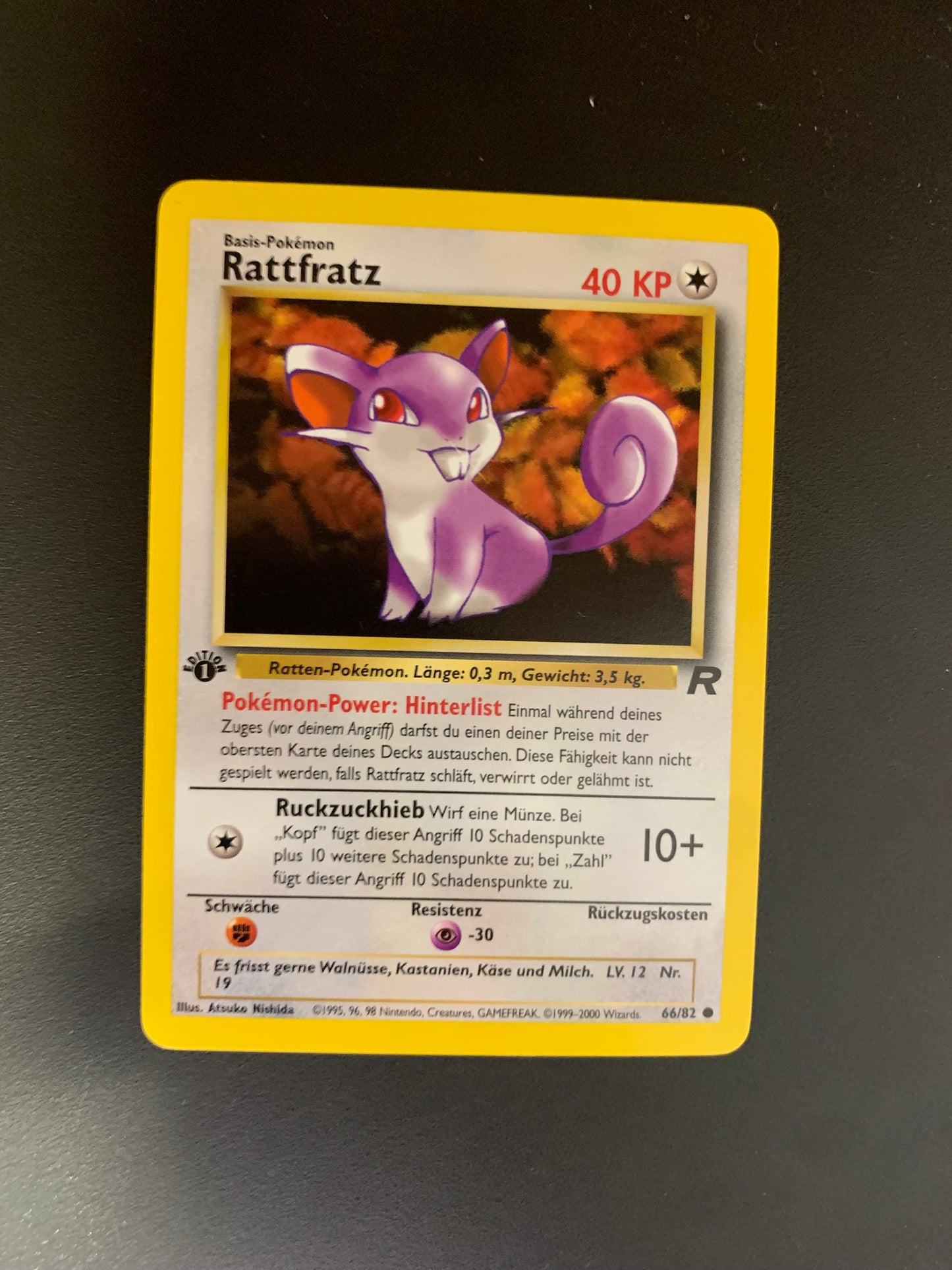 Pokemon Karte Rocket 1.Edition Rattfratz 66/82 Deutsch