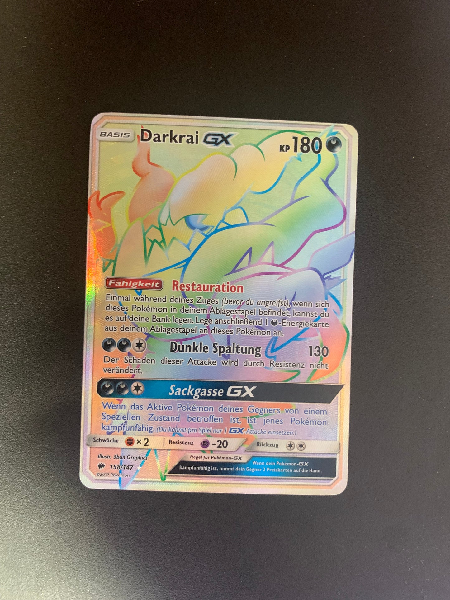 Pokemon Karte Gx Rainbow Darkrai 158/147 Deutsch