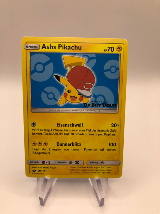 Pokemon Karte Promo Ashs Pikachu SM114 Deutsch