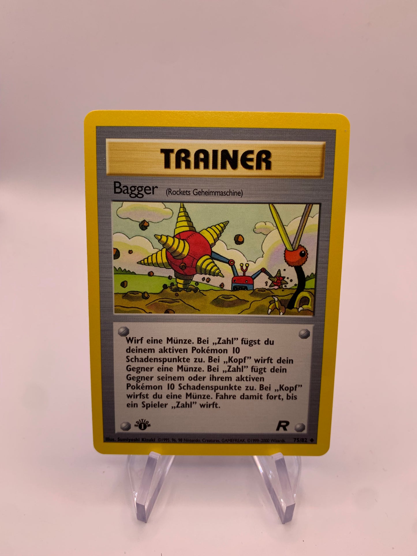 Pokemon Karte Fossil 1.Edition Trainer Bagger 75/82 Deutsch