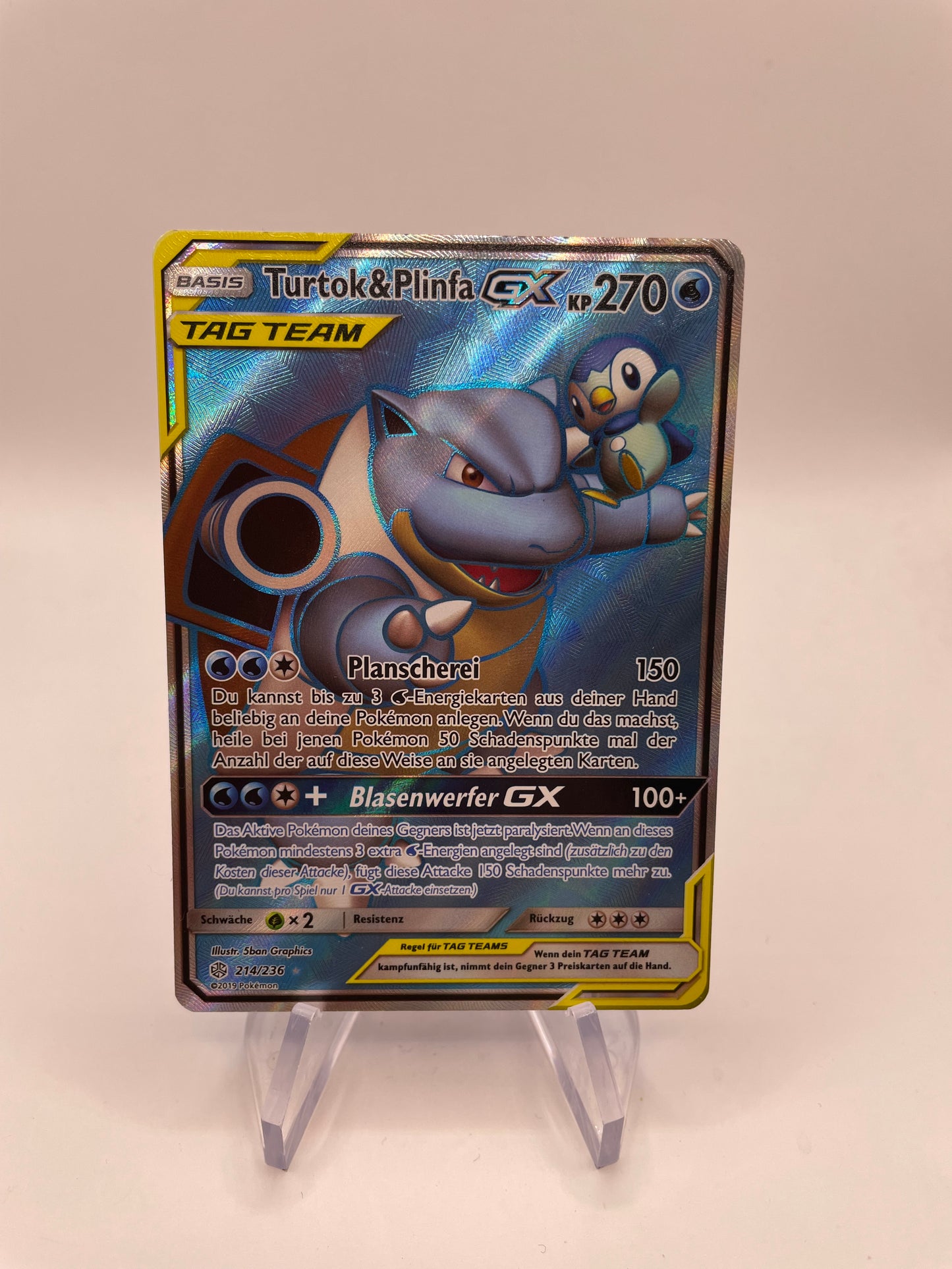 Pokemon Karte Tag Team GX Turtok & Plinfa 214/236 Deutsch