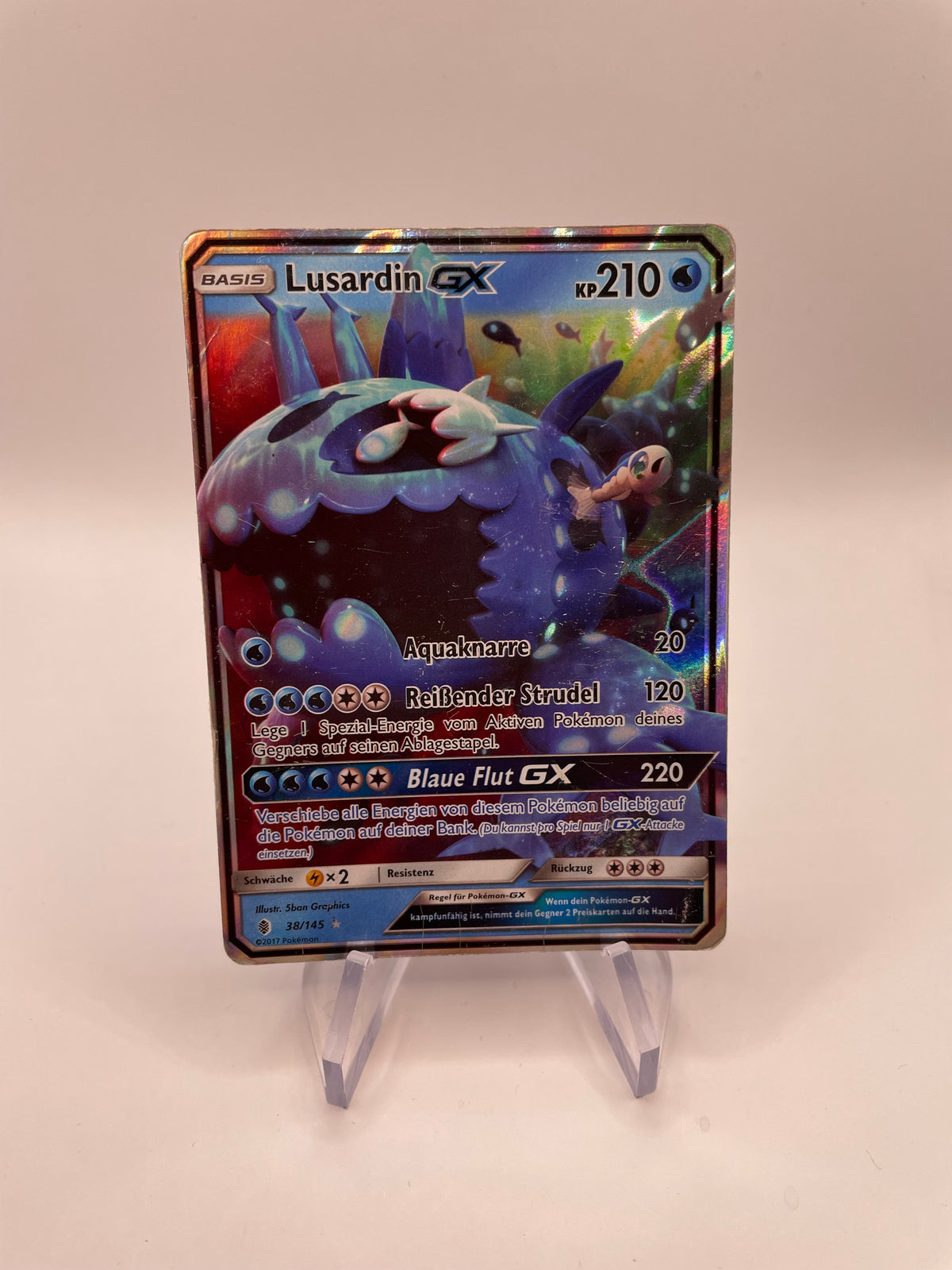Pokemon Karte GX Lusardin 38/145 Deutsch