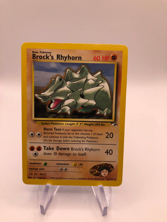 Pokemon Karte Gym Heros Brock‘s Rhyhorn 22/132 Englisch
