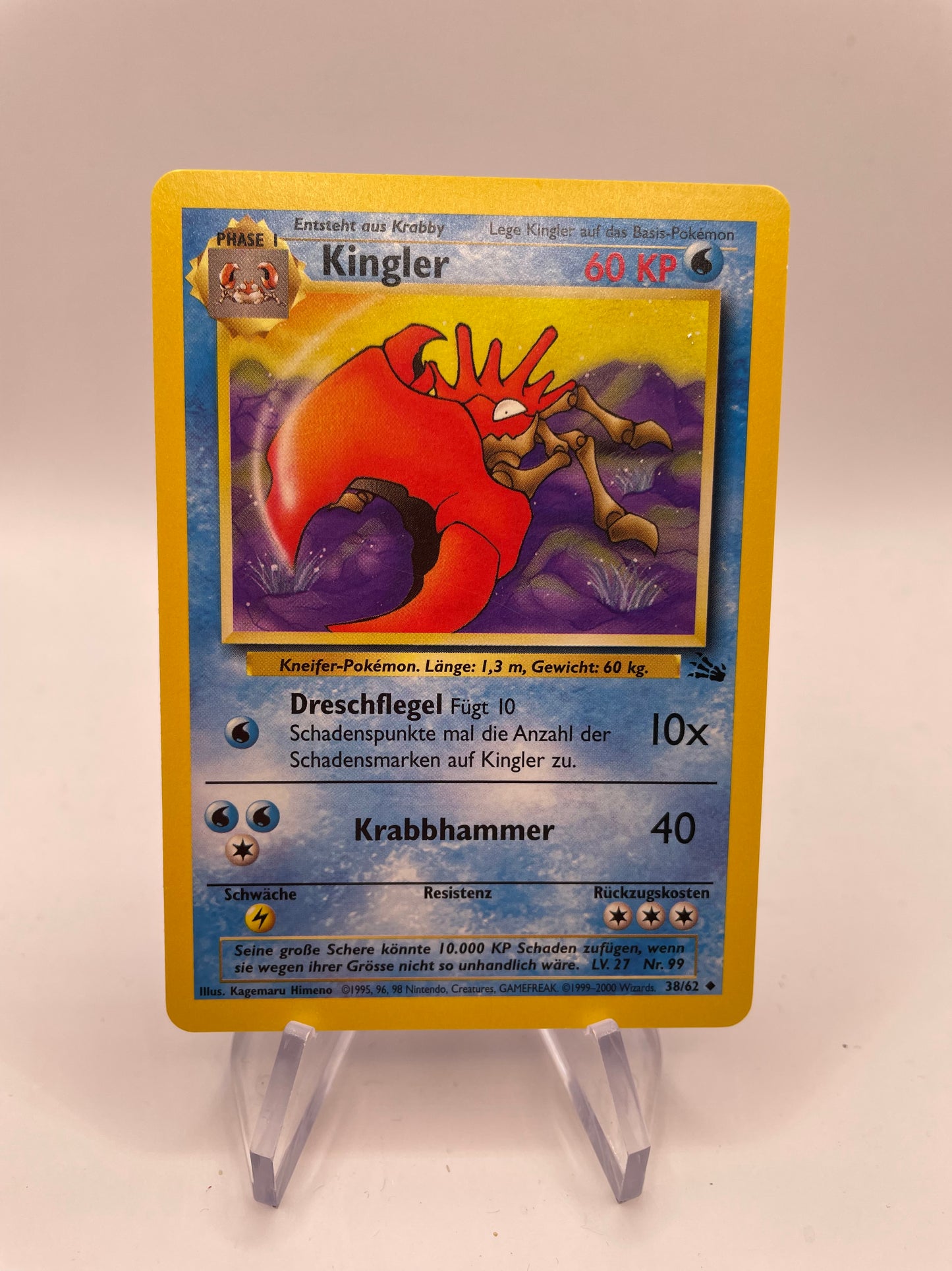 Pokemon Karte Kingler 38/62 Fossil Deutsch