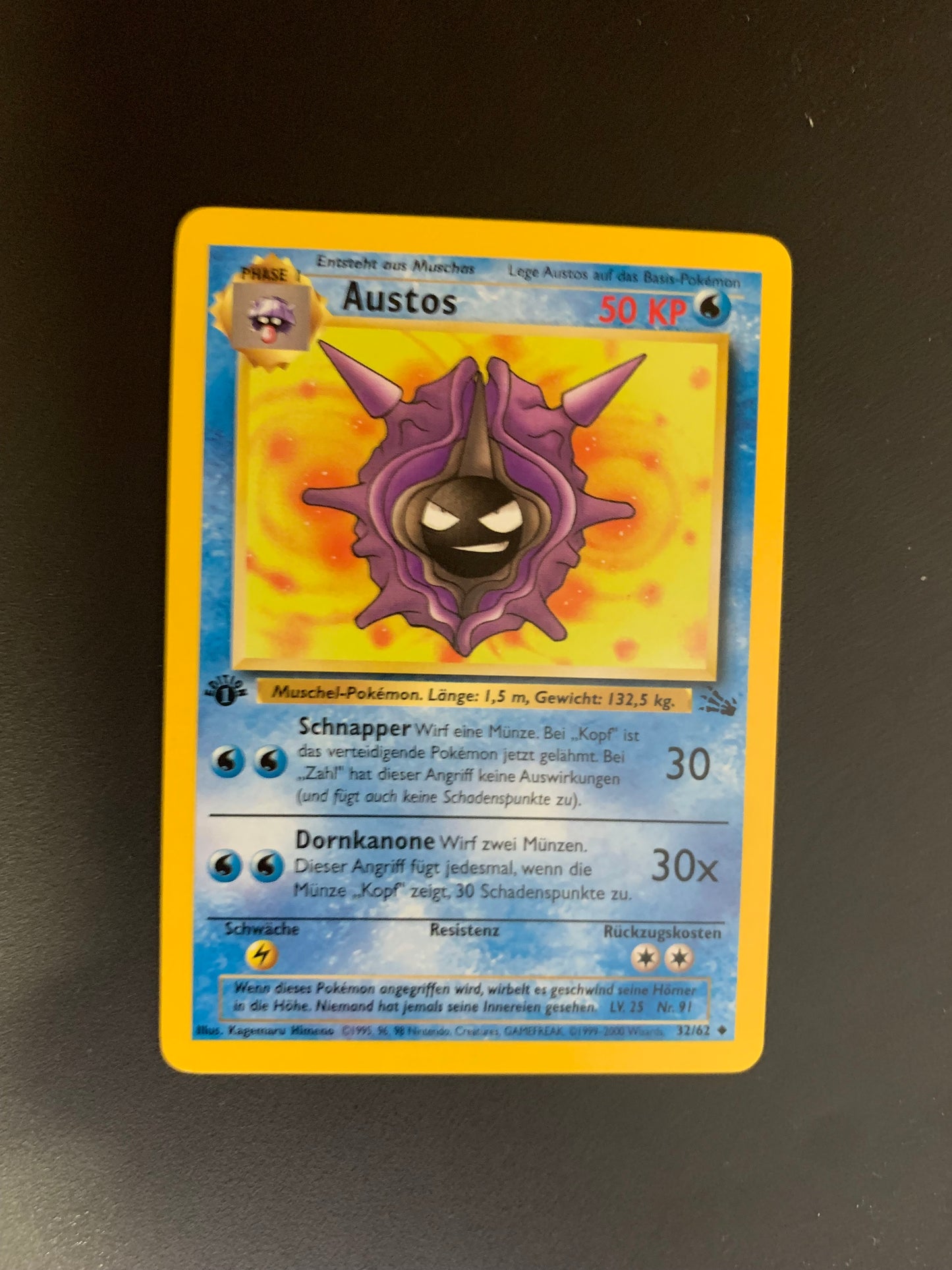 Pokemon Karte Fossil 1.Edition Austos 32/62 Deutsch