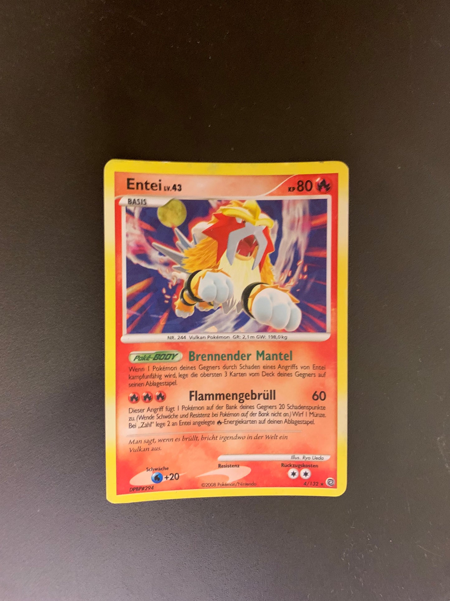 Pokemon Karte Holo Entei Lv.43 4/132 Deutsch