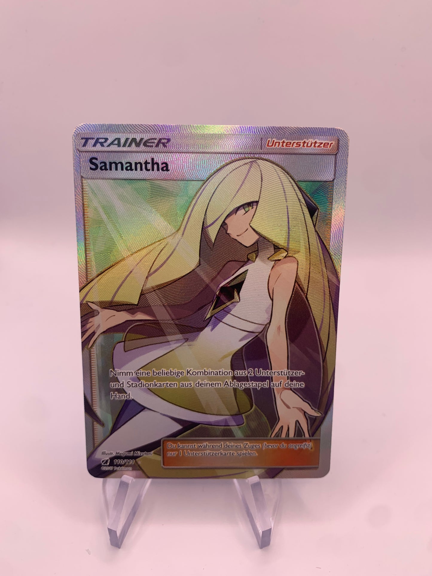 Pokemon Karte Trainer Fullart Samantha 110/111 Deutsch