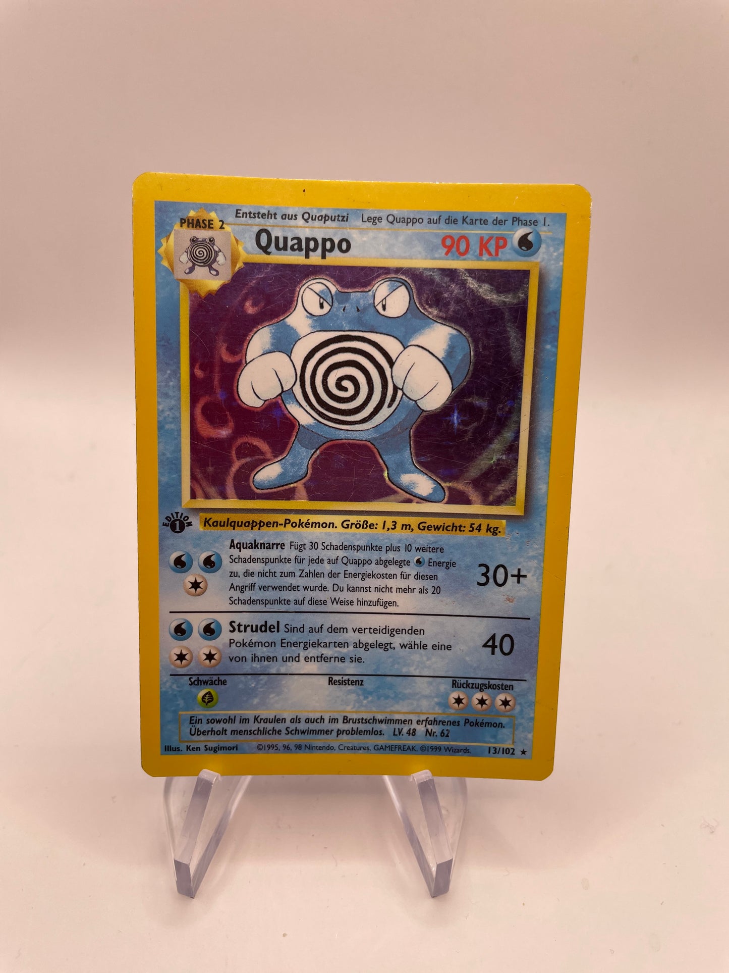 Pokemon Karte Holo 1.Edition Quappo 12/102 Deutsch