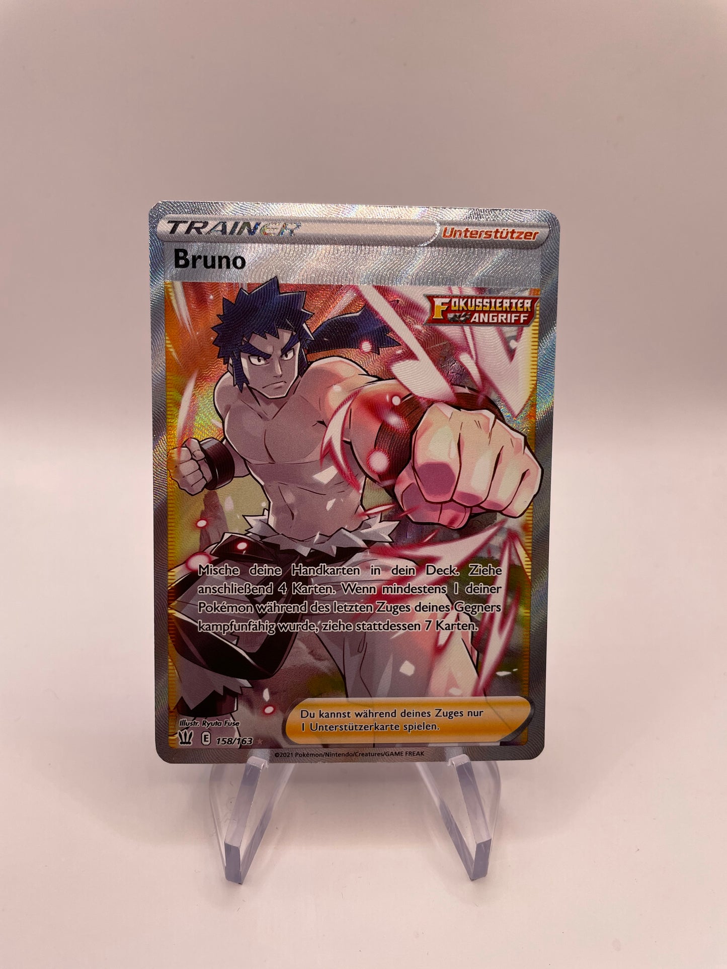 Pokémon Karte Trainer Bruno 158/163 Deutsch