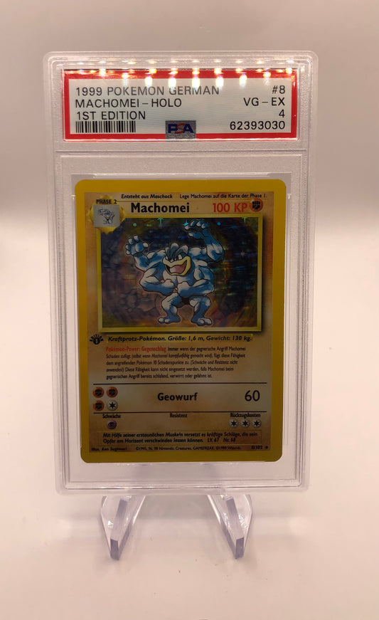 Pokemon Karte PSA 4 1.Edition Base Set Holo Machomei 8/102 Deutsch