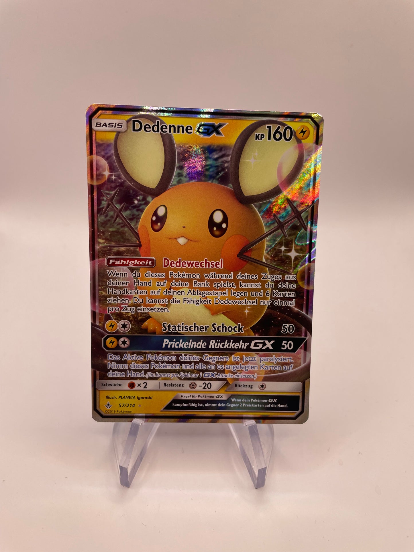 Pokémon Karte GX Dedenne 57/214 Deutsch