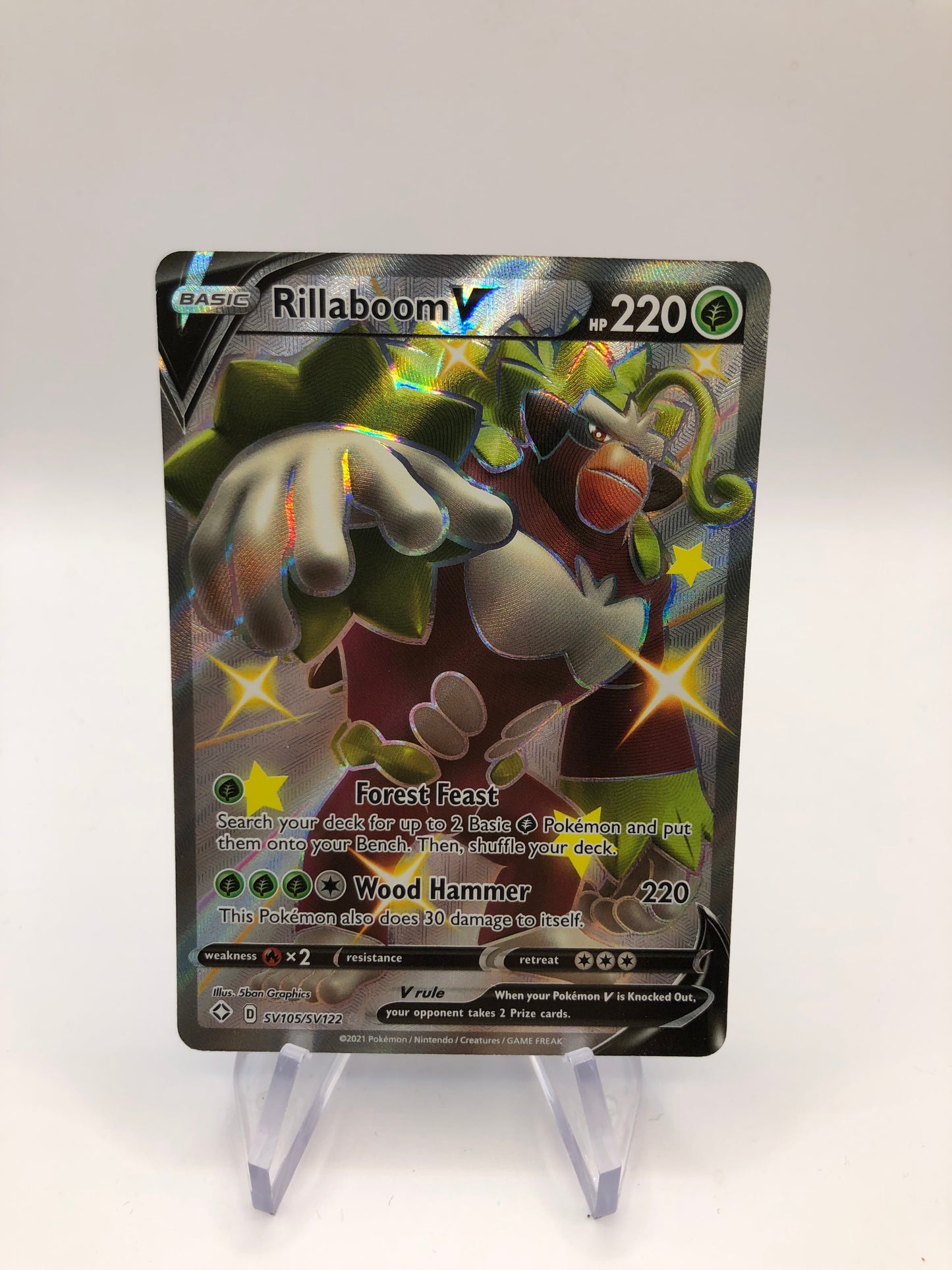 Pokemon Karte V Fullart Rillaboom SV105/SV122 Englisch