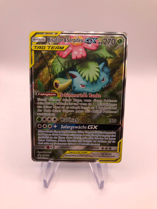 Pokemon Karte GX Tag Team Promo Bisaflor&Serpifeu SM229 Deutsch