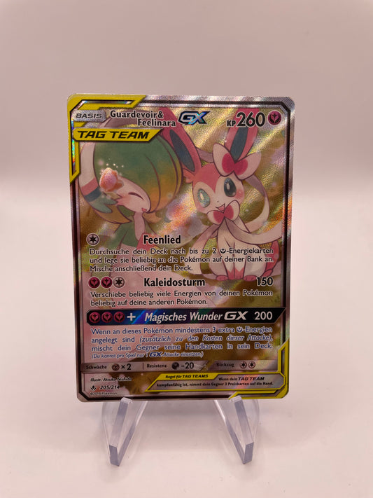 Pokemon Karte GX Tag Team Guardevoir & Feelinara 205/214 Deutsch
