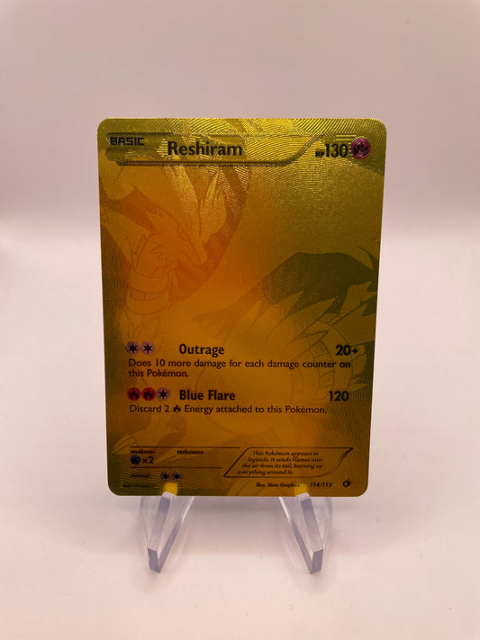 Pokemon Karte Gold Reshiram 114/113 Englisch