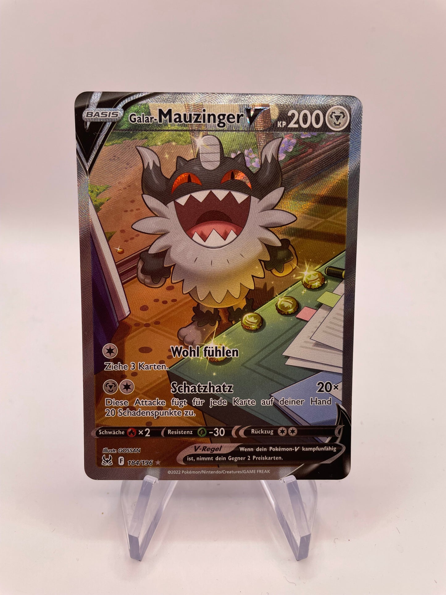 Pokemon Karte V Alt Art Galar Mauzinger 184/196 Deutsch