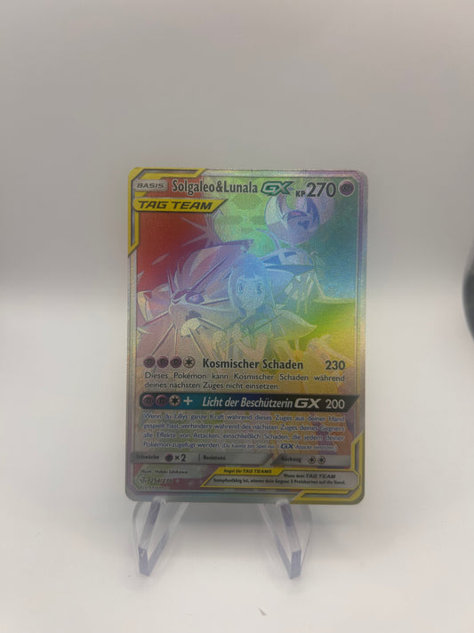 Pokemon Karte Tag Team Rainbow Solgaleo & Lunala 254/236 Deutsch
