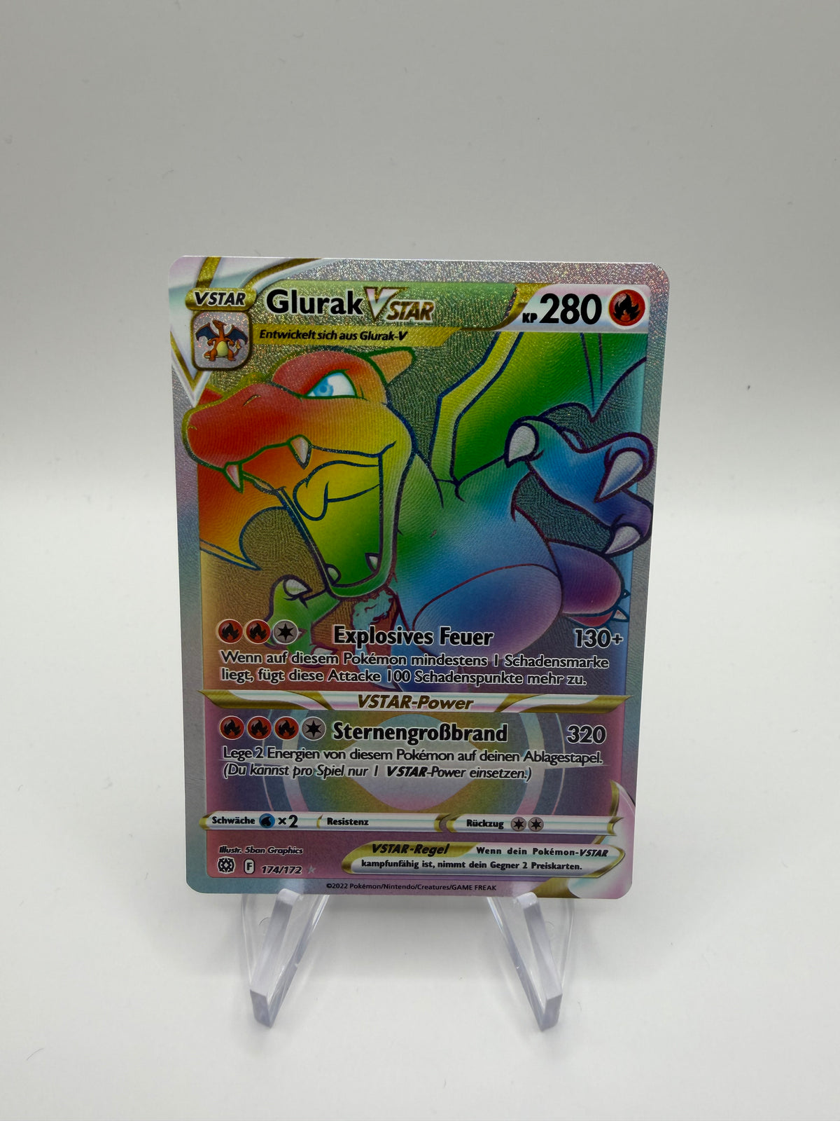 Pokemon Karte Vstar Rainbow Glurak 174/172 Deutsch
