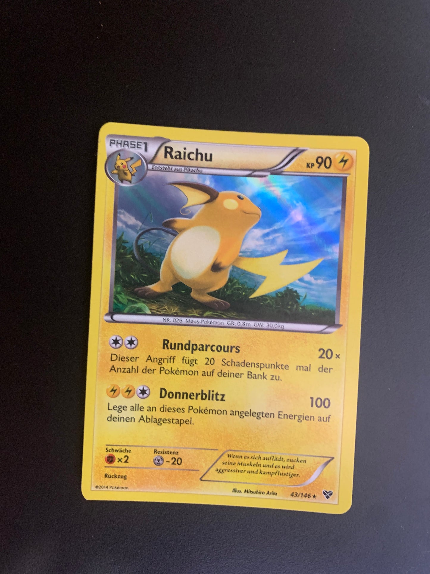 Pokemon Karte Holo Raichu 43/146 Deutsch