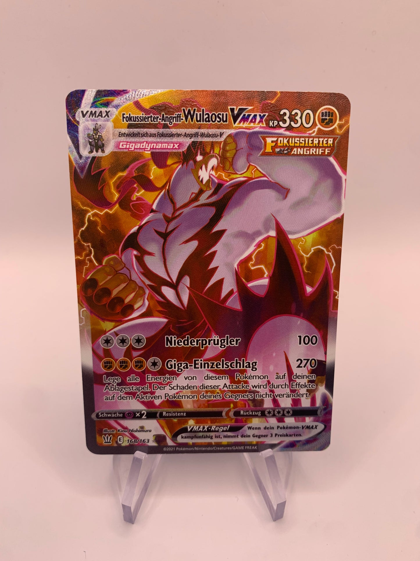 Pokemon Karte Vmax Alt-Art Fokussierter-Angriff Wulaosu 168/163 Deutsch