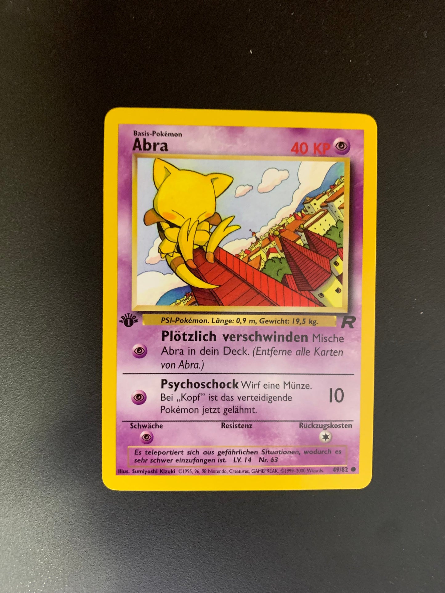 Pokemon Karte Rocket 1.Edition Abra 49/82 Deutsch