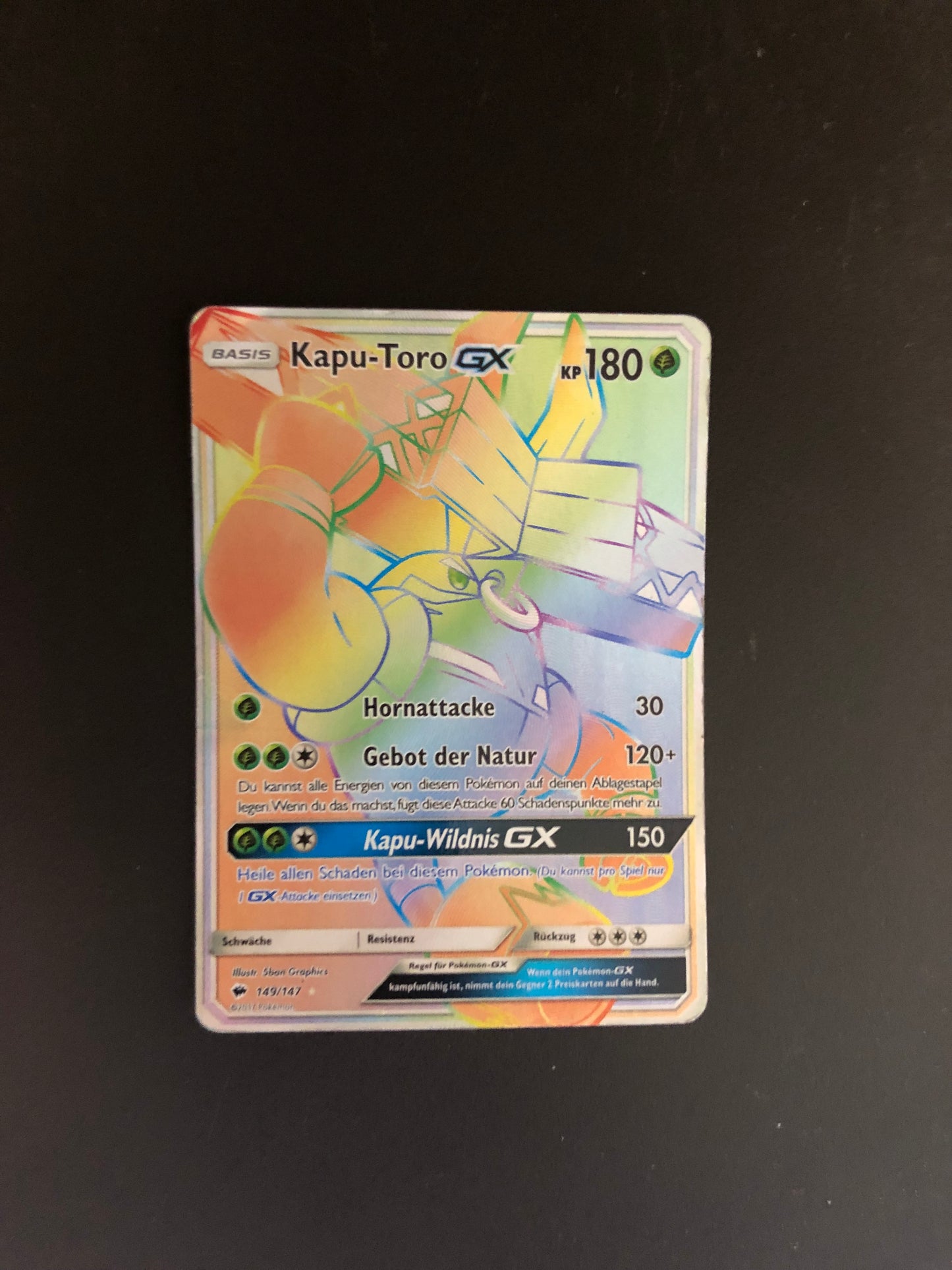Pokemon Karte GX Rainbow Kapu-Toro 149/147 Deutsch