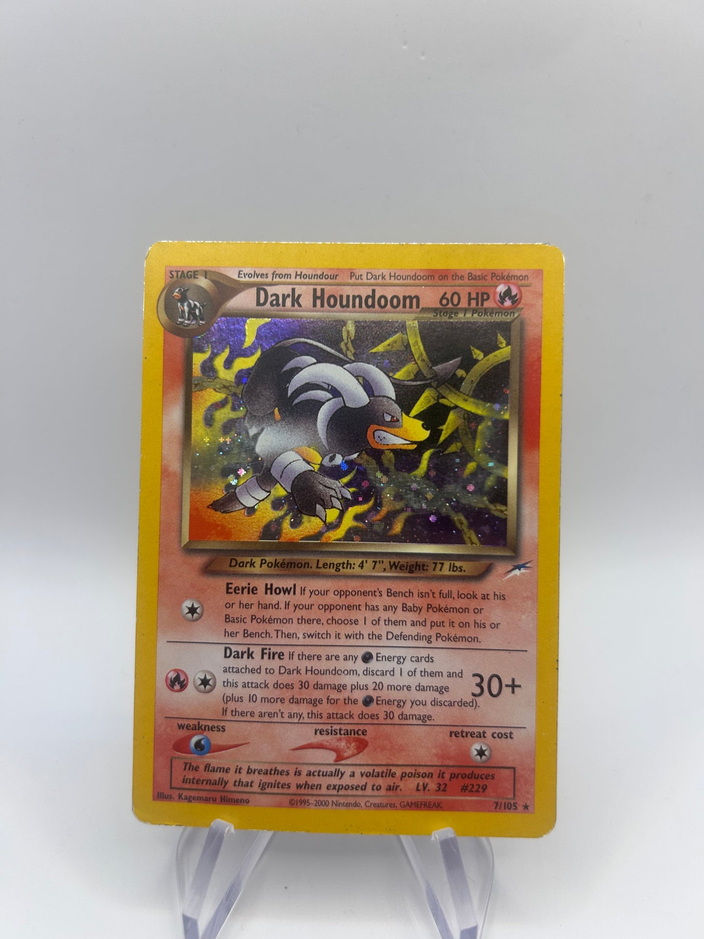 Pokemon Karte Holo Neo Dunkles Hundemon 7/105 Englisch