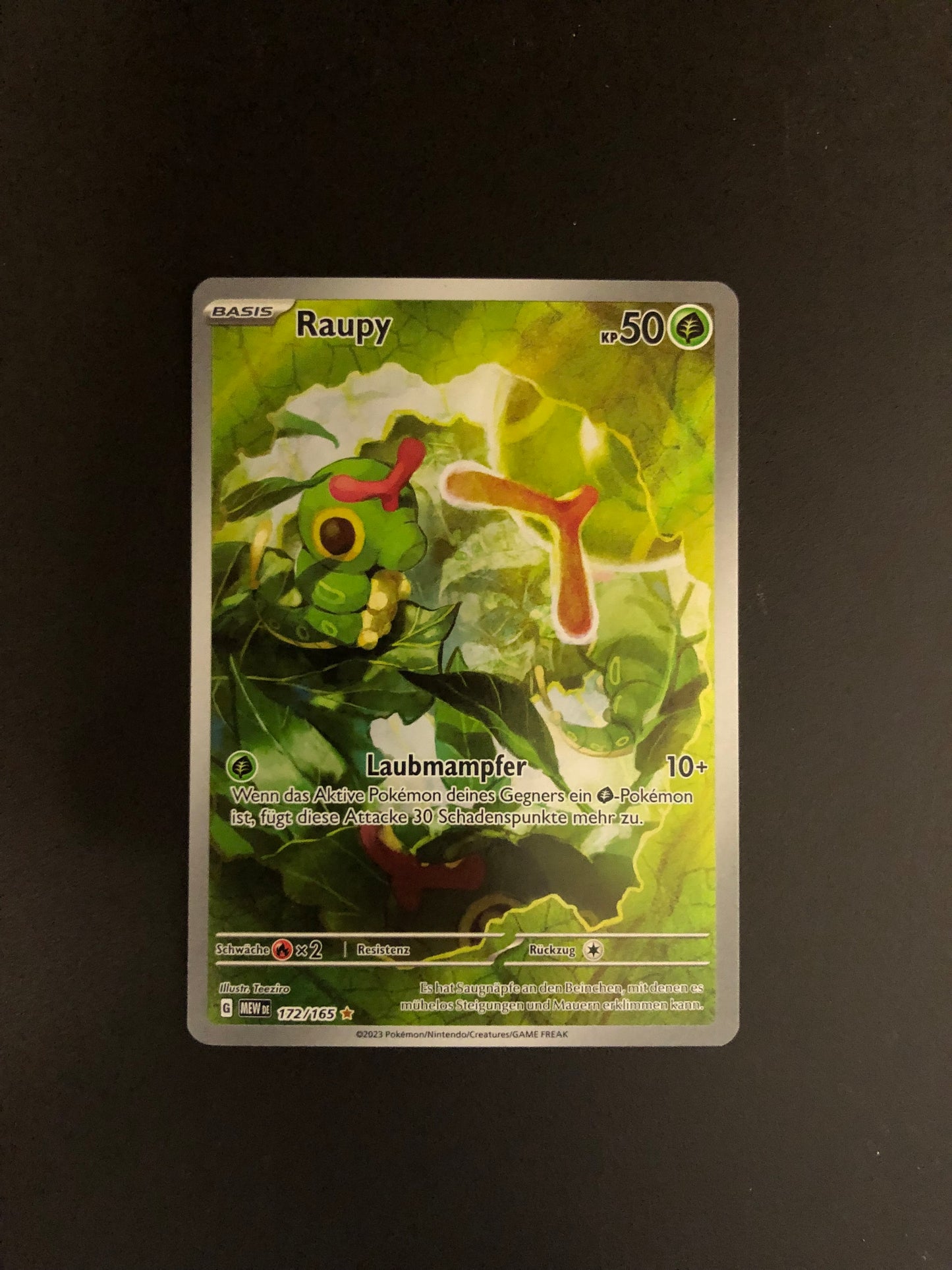 Pokemon Karte Art Rare Raupy 172/165 Deutsch