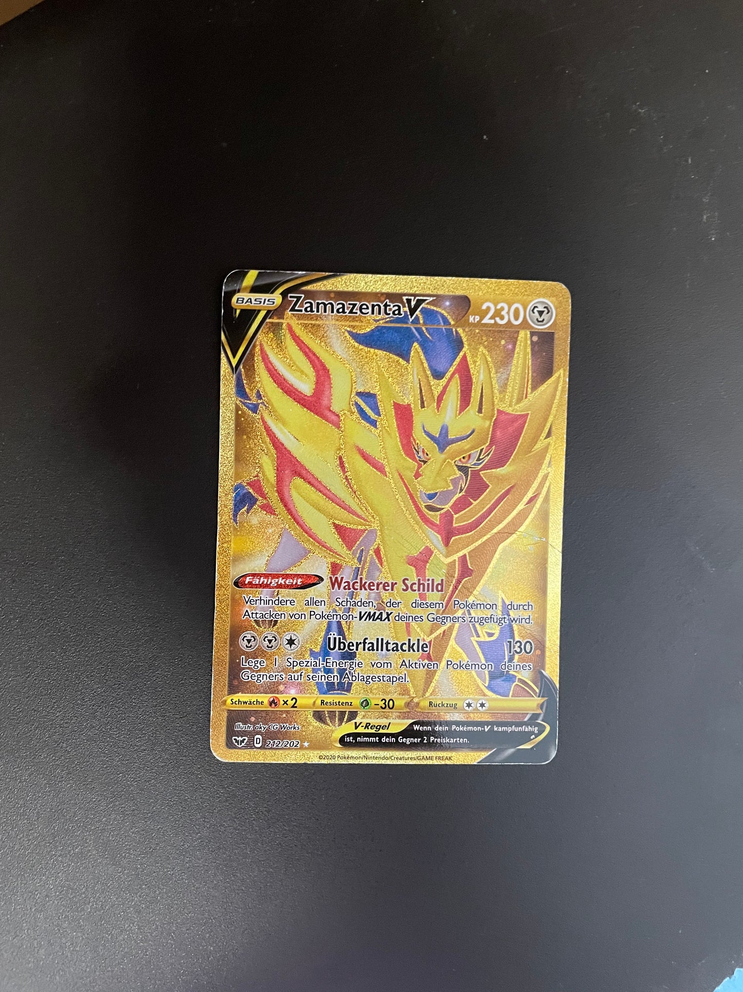Pokemon Karte V Gold Zamazenta 212/202 Deutsch